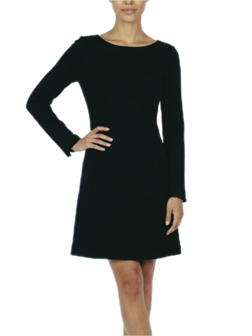Theory Black Long-Sleeve A-Line Dress